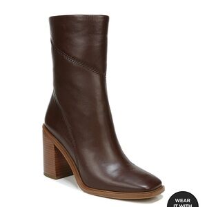 EUC Franco Sarto heeled boots brown leather square toe